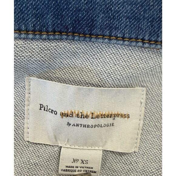 Pilcro and the Letterpress by Anthropologie Blue Denim Jacket Womens Size XS EUC - Picture 8 of 12